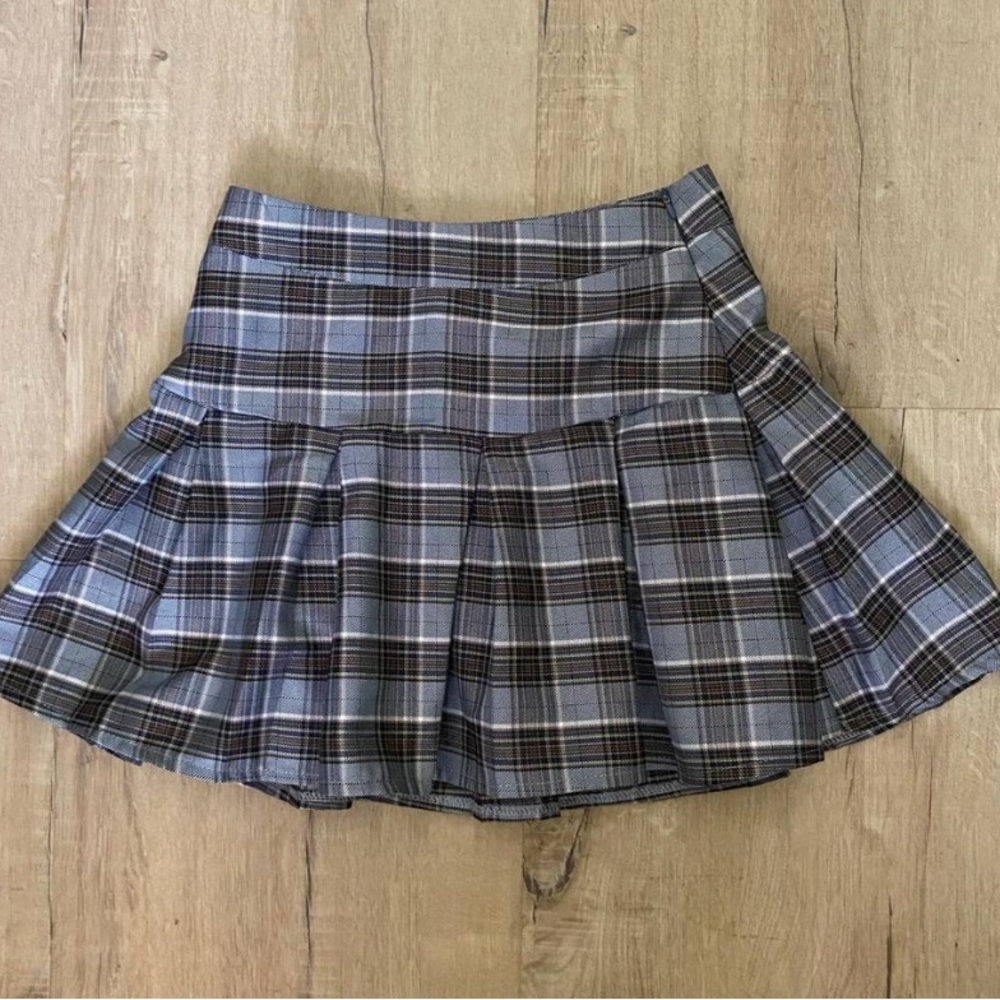 Gray and Black Mini Skater Skirt